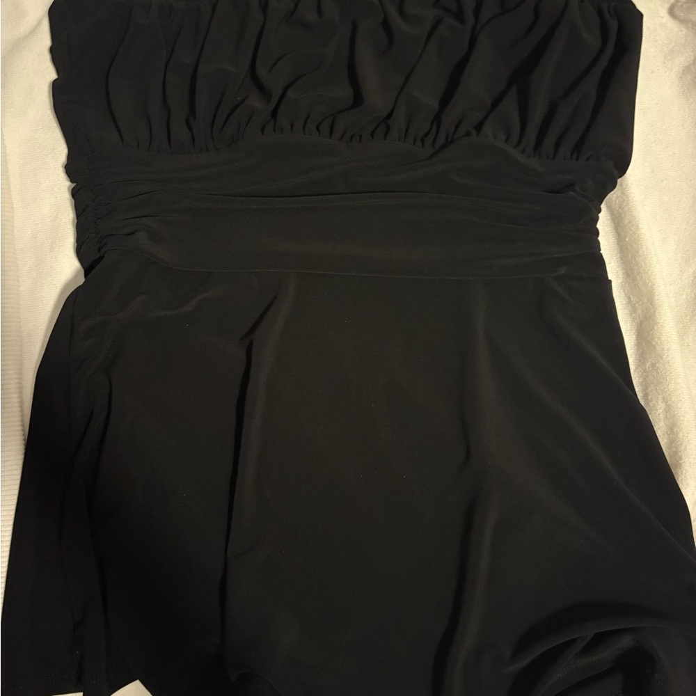 White House Black Market Black Strapless Sheath Top